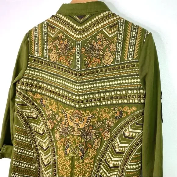 Spell and the Gypsy Green Jacket Embroidered Panther Small - Picture 5 of 14